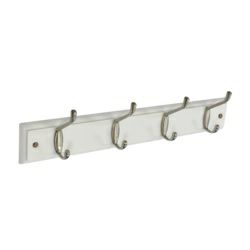 S6136 White Hat & Coat Board 4 Satin Hooks