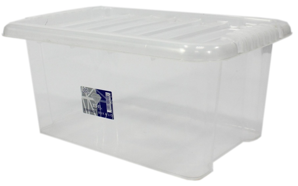 TML Storage Box & Black Lid 14L Clear