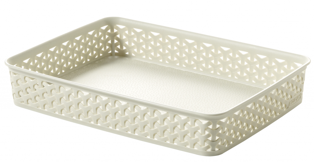 Rattan Tray Vintage White A4