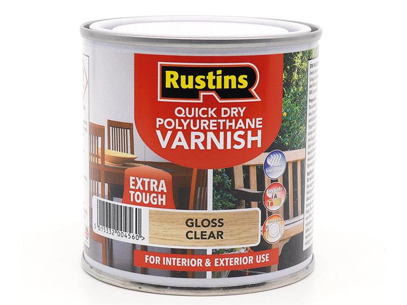 Rustins Polyurethane Gloss Varnish 250ml Clear - Gloss