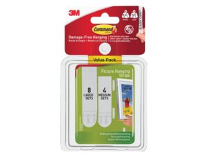 COMM 4x2 MED & 8x2 LRG PIC HANG STRIPS White 60x90cm 70209