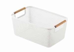 BLU Plastic Storage Basket Wooden Handles Large