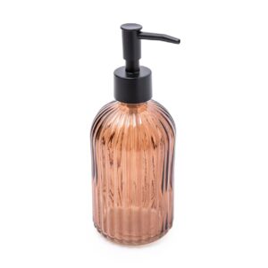 CL 19cm Ridged Glass Soap Dispenser Amber