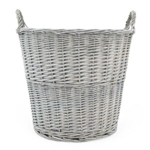 Round Log Basket with Handles - Grey 44cm