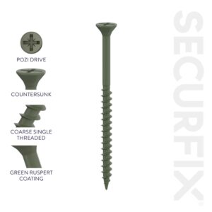 FOR Decking Screw Pozi ST Green Anti-Corr 4.5 x 60mm Box 200