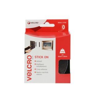 VELCRO Brand Stick On Tape 20mm x 2.5m Black