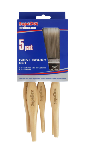 SupaDec Maple Handle Paint Brush Set Pack 5