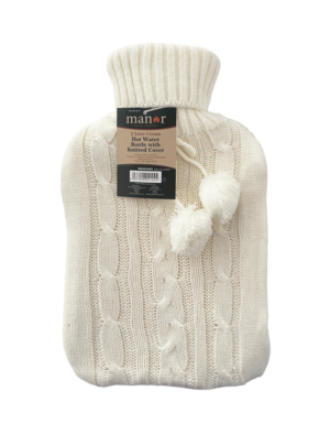 Hearth & Home 2 Litre Hot Water Bottle with Cover White