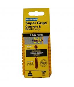 PLAS SYP 501 Solid Wall Super Grips Fixings Yellow (100)