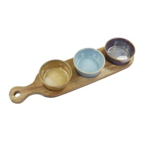 SNACK DISHES & WOOD TRAY S3